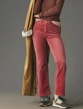 Anthropologie Pilcro The Yaya Mid Rise Corduroy Crop Pant Rose Sz 27