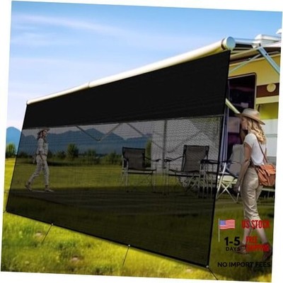 RV Awning Shade Screen with Zipper 9' x 18'3'', 600D Oxford 9  x 18 3  Black