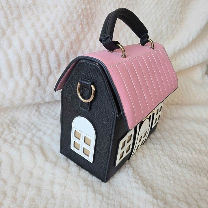 Cute House-Shaped Purse / Novelty Handbag – Pink & Black | eBay