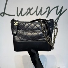Chanel Gabrielle Medium Hobo Black Quilted Calfskin Dual Tone Hardware Auth