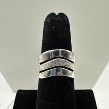 Size 6 Textured Diagonal Wavy Domed Band Sterling Silver Ring NWT Brazil