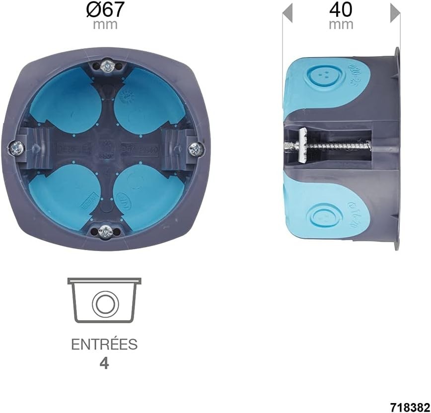 Debflex Stopair 718382 Recessed Conduit Box Drywall D67/P40 Grey/Blue ...