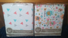 2 Trend Lab Cotton Flannel Crib Fitted Sheet Cotton Elephants / Triangle Lot New