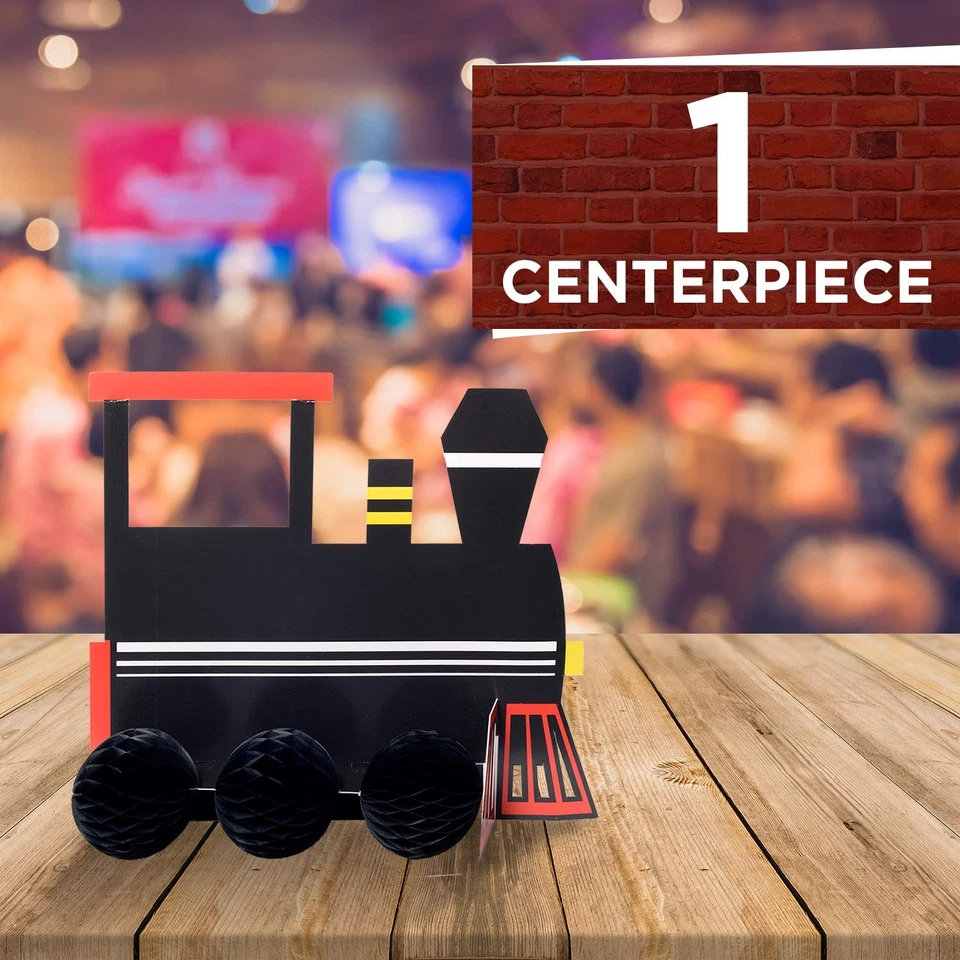 Tren Decoraciones Cumpleaños, Centro de Mesa Tren Cartón para Fiesta Infantil, 3 Pasteles... Foto 4 de 4