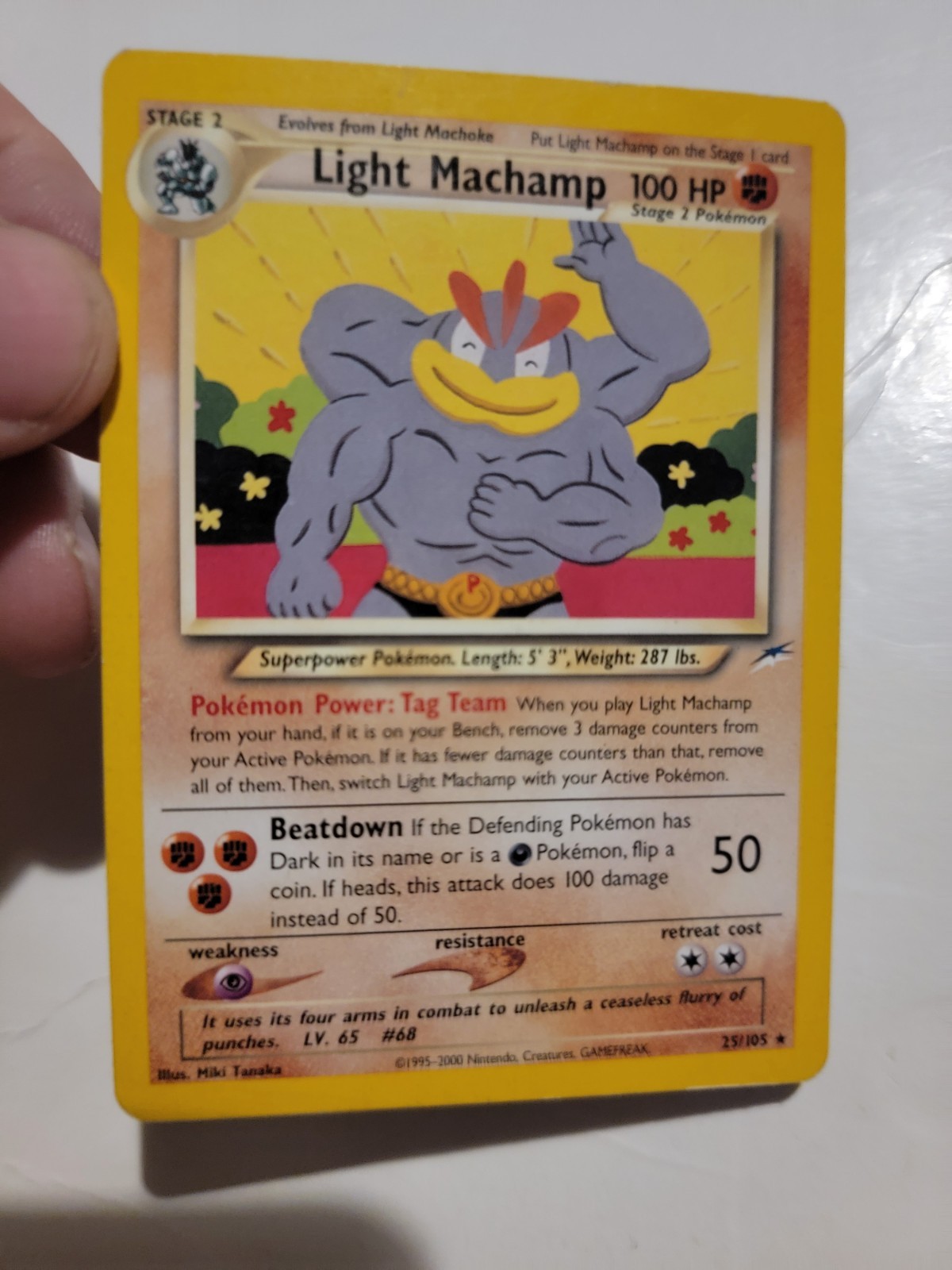 LIGHT MACHAMP 25/105 Neo Destiny Rare 1st Edition WOTC Pokémon Card Vintage