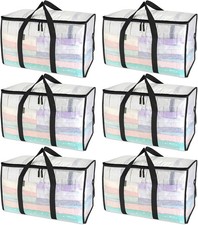 6-Pack Oversized Moving Bags with Reinforced Handles, Heavy-Duty Storage Tote fo