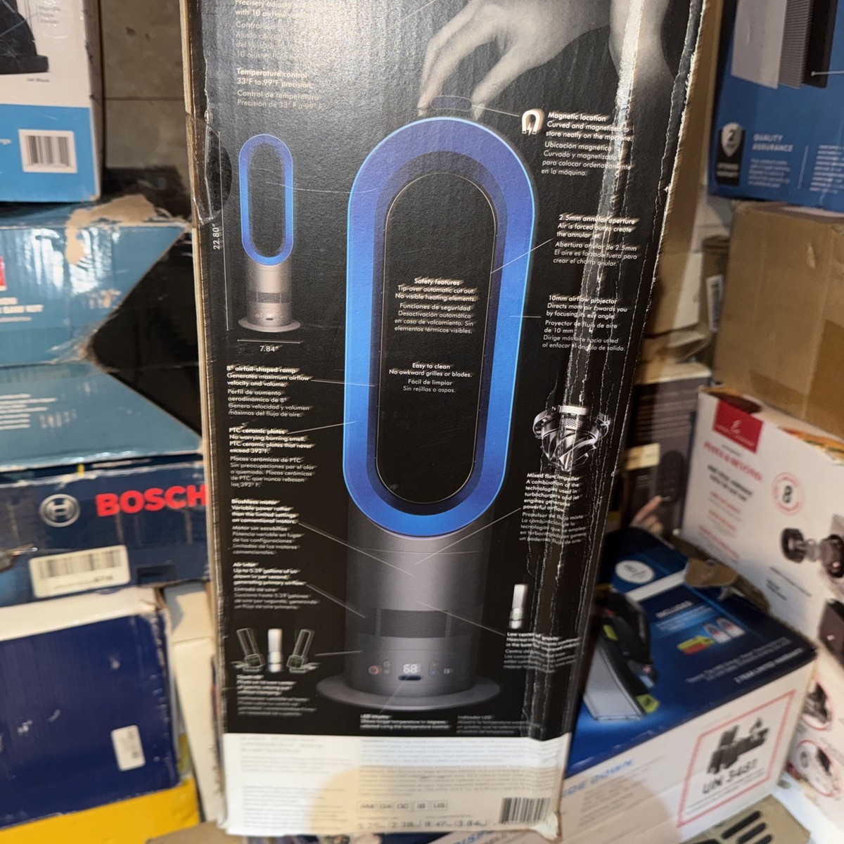 Dyson AM04 Hot + Cool Fan Heater, silver and blue for sale online