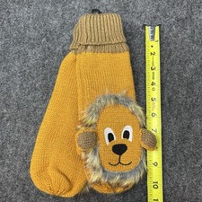 NEW Critter Mittens Lion Knit Pair Yellow Novelty Gift Doubles as Hand Puppets