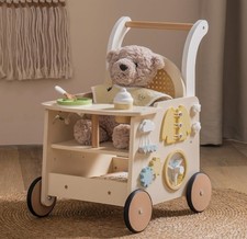 Robud Rattan Baby Walker multifunctional wooden push toy and doll stroller