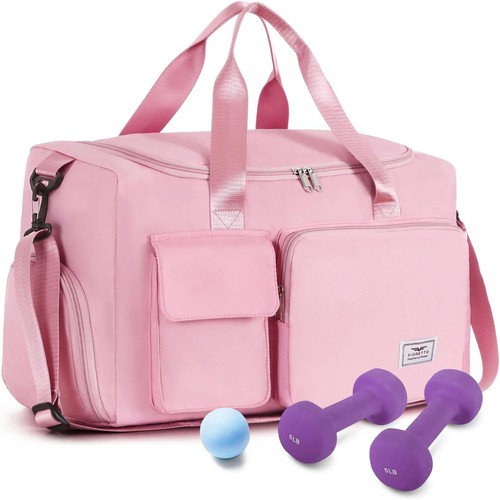 FIORETTO Womens Mens Sports Gym Bag Duffle Bag with Shoes Compartment, Weekend
