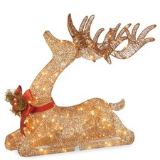 31 in. Sisal Splendor Champagne Lying Deer, Plug-In