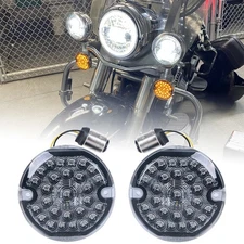 3-1/4'' Front LED Turn Signal 1157 Base Amber & White Lamp For Harley Davidson 