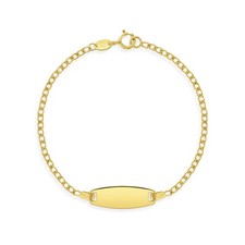 Oval Engravable ID 5.5" Baby/Toddler/Kids Bracelet Curb Chain - 14k Gold