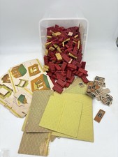 Vintage Halsam American Bricks Toys Large Lot Wood Building Blocks Roofs -4.5lbs