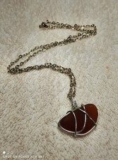 Wire Wrapped Hawaiian Sea Glass Pendant With Necklace