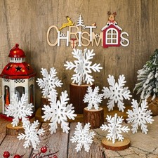 20 Pcs Wooden Snowflake Decorations 3D Snowflake Tabletop Decor Winter Signs ...