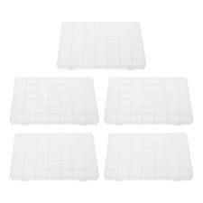 5 Pcs Clear Bead Storage Box Grids Organizers Plastic Jewelry Plate