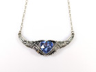 Blue Rhinestone Heart Skeleton Bone Hands 16" Necklace TM & WBEI s22
