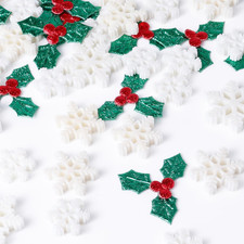 150Pcs Miniature Christmas Decorations, Including 100 Tiny Holly Leaves Berries