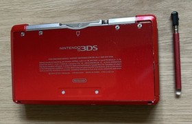 Nintendo 3DS Handheld System Flame Red With Charger & Stylus Tested And Working