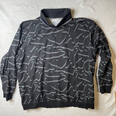 Adidas Adicross Golf Mock Neck Sweatshirt Mens 2XL Black Patterned HZ3229