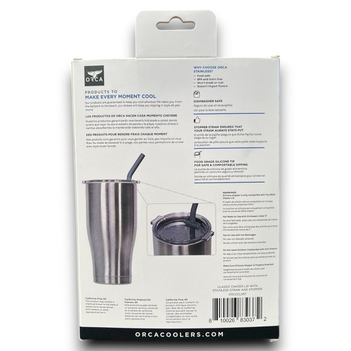 ORCA - Juego de tapas Chaser 27 oz con pajita de acero inoxidable y tapón de silicona - Transparente - Imagen 5 de 9