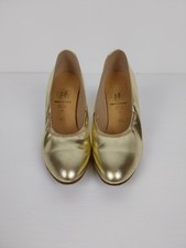 Supadance Gold Metallic Court Heels Dance Shoes UK 4.5 Wide Fit W Made in Englan