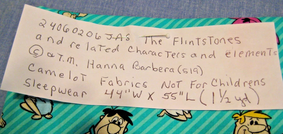 CAMELOT LICENSED FABRIC, HANNA BARBERA 24060206JAS FRED FLINTSTONE, 1 1/2 YDS, - Image 3 of 3