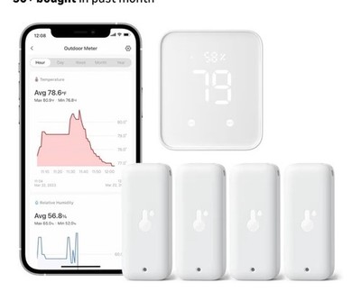 Wi-Fi Humidity Sensor 4 Pack with Hub 2 Smart Home Weather Station Compatible...