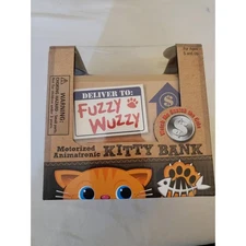 Fuzzy Wuzzy Kitty Mechanical Novelty Coin Bank- Works Great! Brand New