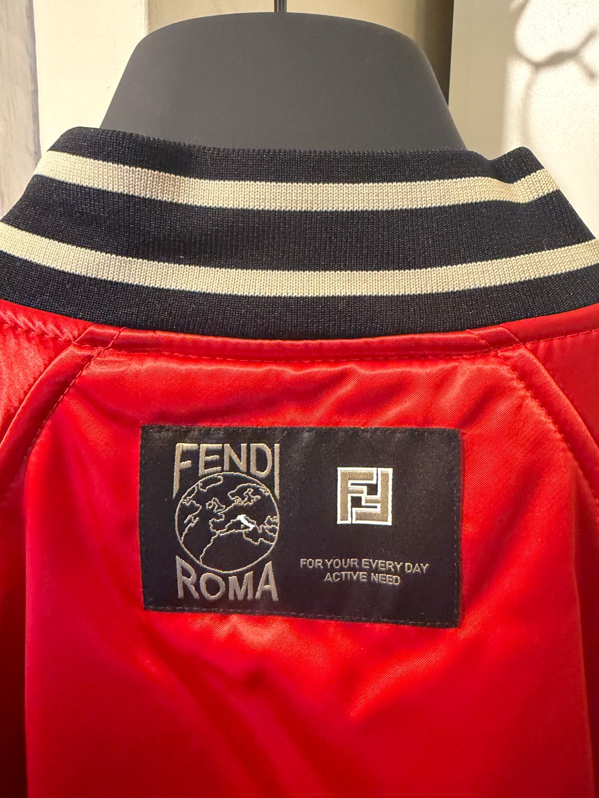FENDI Multi-Patch Varsity Bomber Jacket Red Satin Size 50 IT Large Mens RARE image 10