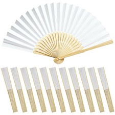 12 pack Elegant Celebration Premium Paper Hand Fans for Women, Foldable Bulk Han