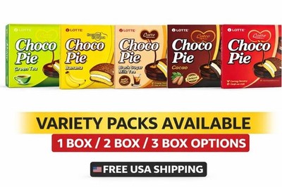 Lotte Choco Pie 12ct Box Korean Chocolate Marshmallow Snack 1-3 Box USA