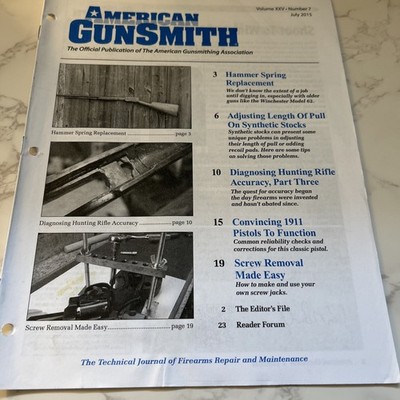 AMERICAN GUNSMITH JULY 2015, DIAGNOSING HUNTING RIFLE ACCURACY PART THREE