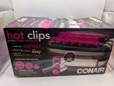 Conair Hot Clips Heated Roller Set Curlers w/ Clips Ceramic Flocked Rollers