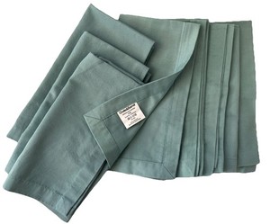 8 Crate & Barrel Solid Cloth Napkins 20" x 20" Grasscloth Cyan Turquoise EUC