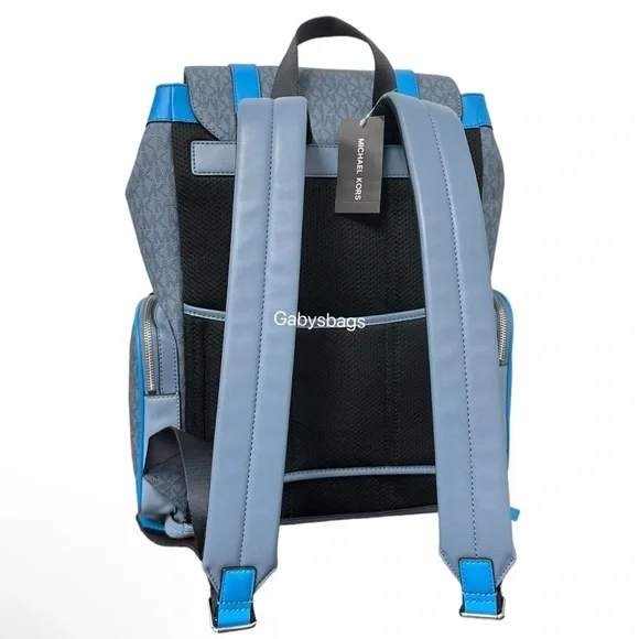 Michael Kors Cooper Denim Blue Utility Rucksack Flap Pocket Large Backpack image 7