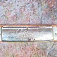 Golden Cup Key of C Diatonic Harmonica Brushed Metal Body Silver/Brown