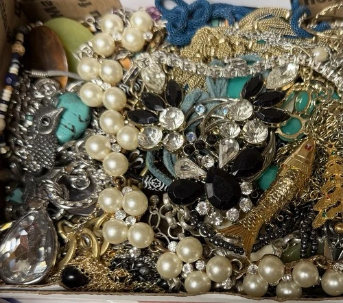 Vintage & Modern Some Signed Costume Jewelry Lot Full Small Priority Box # 61