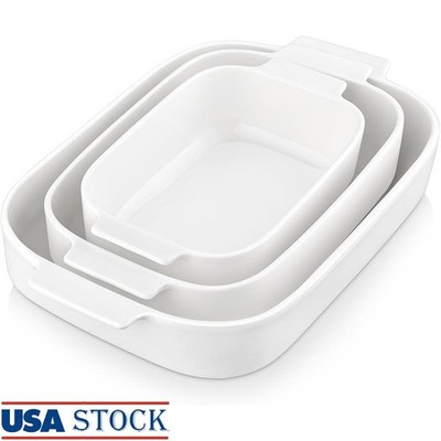 Ceramic Baking Dishes Set Stackable Casserole Cookware Oven Safe Non-Toxic New