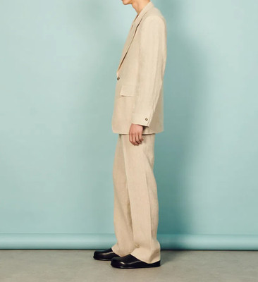 Sandro Paris Men's Beige 100% Linen Suit Jacket Size 50 FR 40 US SHPVE00607