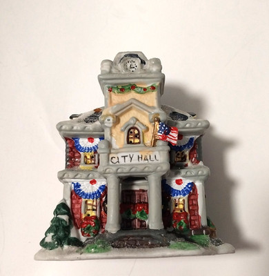 Christmas City Hall Cobblestone Corners 2004 Windham Heights Holiday Village