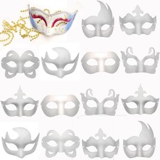 14 Pcs DIY White Masquerade Mask Paintable Paper Mask for Mardi Gra Cosplay