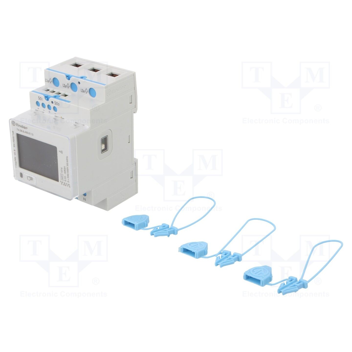 Finder 7M.38.8.400.0112 2-way Rail-mount digital electricity meter 80A - Image 3