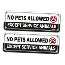 No Pets Allowed Except Service Animals Self Adhesive Sign 2 PCS, 9 x 3 inches