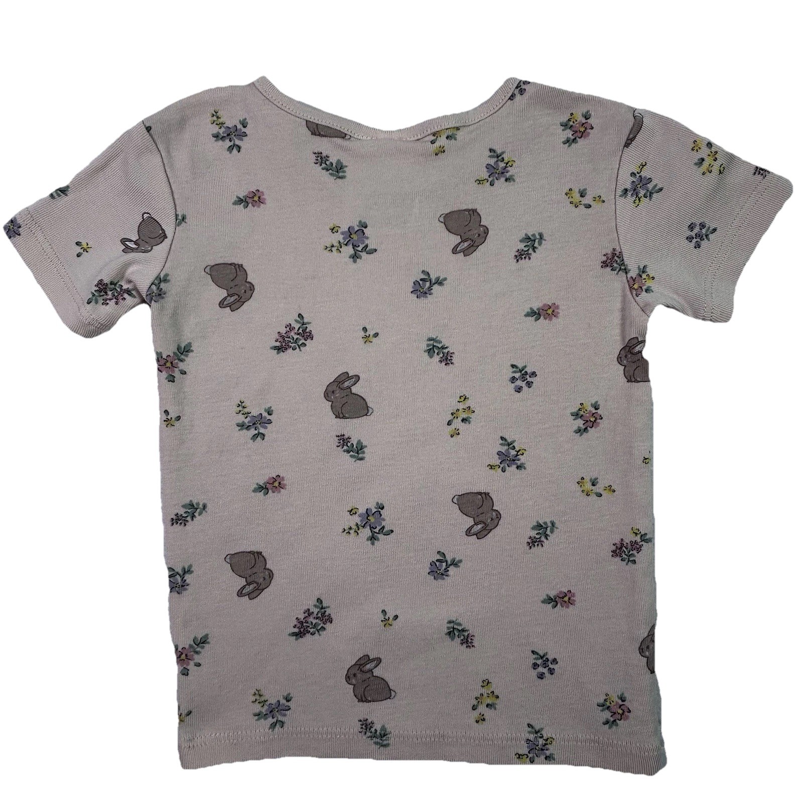 H&M T Shirt Toddler Girls 2Y Taupe Bunny Floral Short Sleeve Cotton thumbnail 19