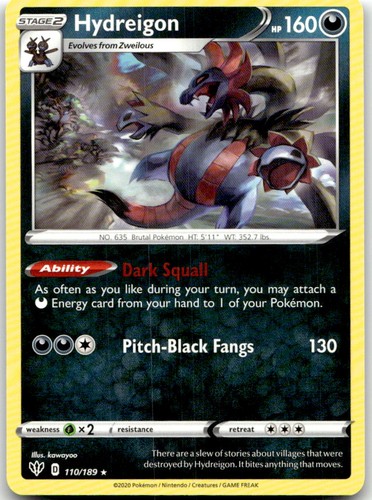 Hydreigon 110/189 Rare Darkness Ablaze Pokemon Near Mint