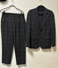 B:MING by BEAMS Wool-Like Check Jacket & Pants Set S Brown Tailored Mint