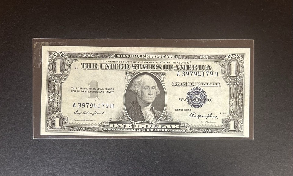 1935E $1 Silver Certificate ERROR Half Second Printing Reverse Blue ...