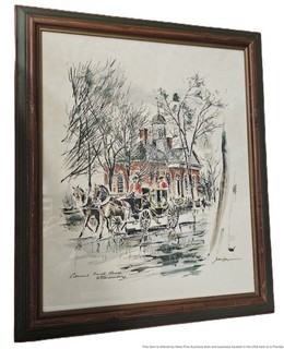 Colonial Court House Landscape John Haymson Framed Virginia American Art
